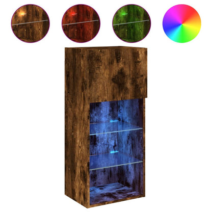 vidaXL TV Cabinet | Set of 2 | Smoked oak | Engineered wood, glass | Medium