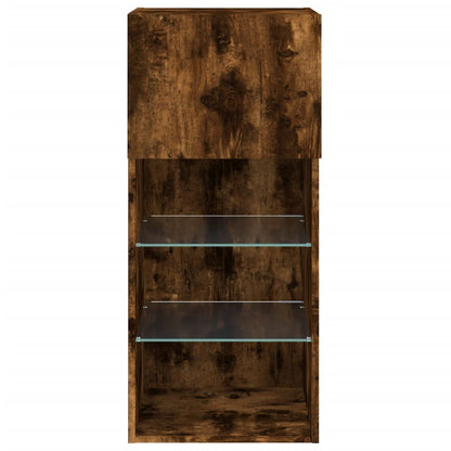 vidaXL TV Cabinet | Set of 2 | Smoked oak | Engineered wood, glass | Medium