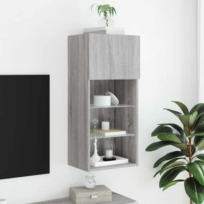 vidaXL TV Cabinet with LED Lights Grey Sonoma 40.5x30x90 cm