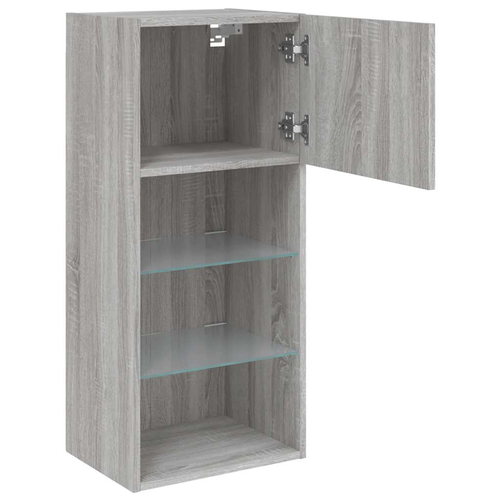 vidaXL TV Cabinet with LED Lights Grey Sonoma 40.5x30x90 cm