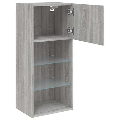 vidaXL TV Cabinet with LED Lights Grey Sonoma 40.5x30x90 cm