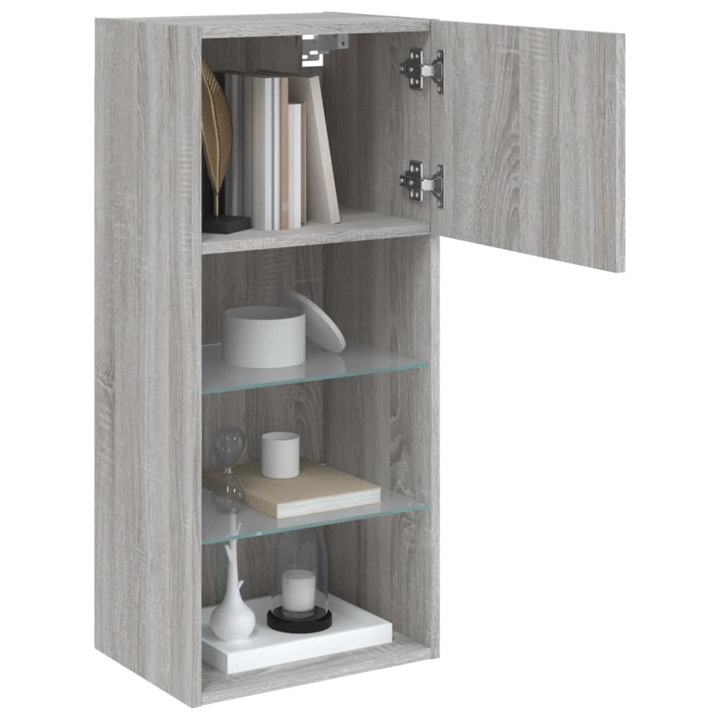vidaXL TV Cabinets with LED Lights 2 pcs Grey Sonoma 40.5x30x90 cm
