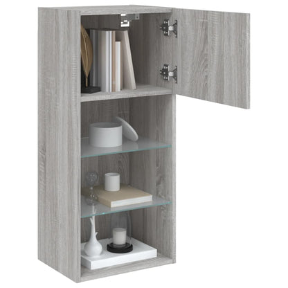 vidaXL TV Cabinets with LED Lights 2 pcs Grey Sonoma 40.5x30x90 cm