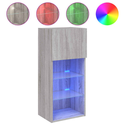 vidaXL TV Cabinets with LED Lights 2 pcs Grey Sonoma 40.5x30x90 cm