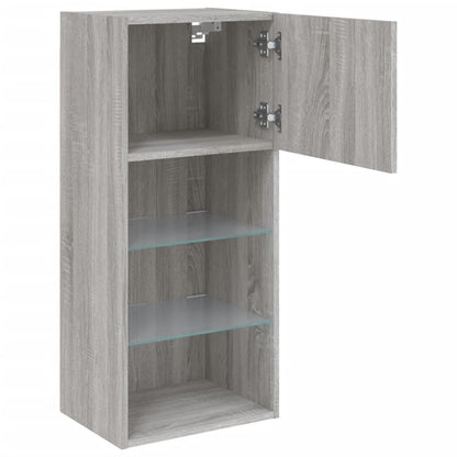 vidaXL TV Cabinets with LED Lights 2 pcs Grey Sonoma 40.5x30x90 cm