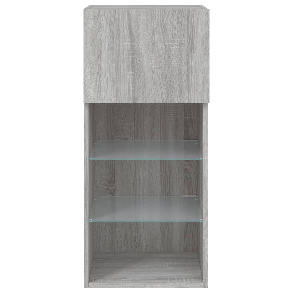 vidaXL TV Cabinets with LED Lights 2 pcs Grey Sonoma 40.5x30x90 cm