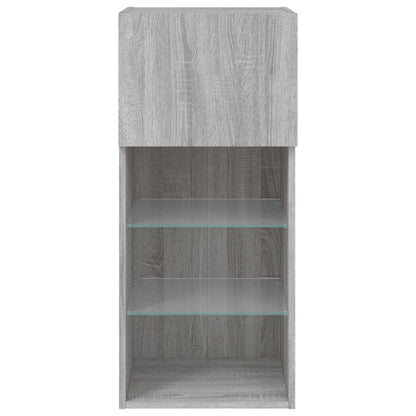 vidaXL TV Cabinets with LED Lights 2 pcs Grey Sonoma 40.5x30x90 cm