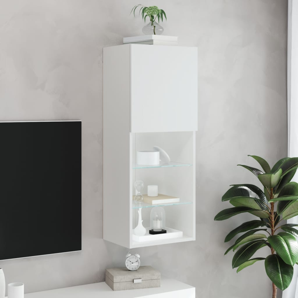 vidaXL TV Cabinet with LED Lights White 40.5x30x102 cm