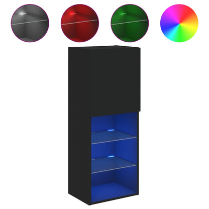 vidaXL TV Cabinet | Black | Engineered wood, glass | Medium | Wall mounting