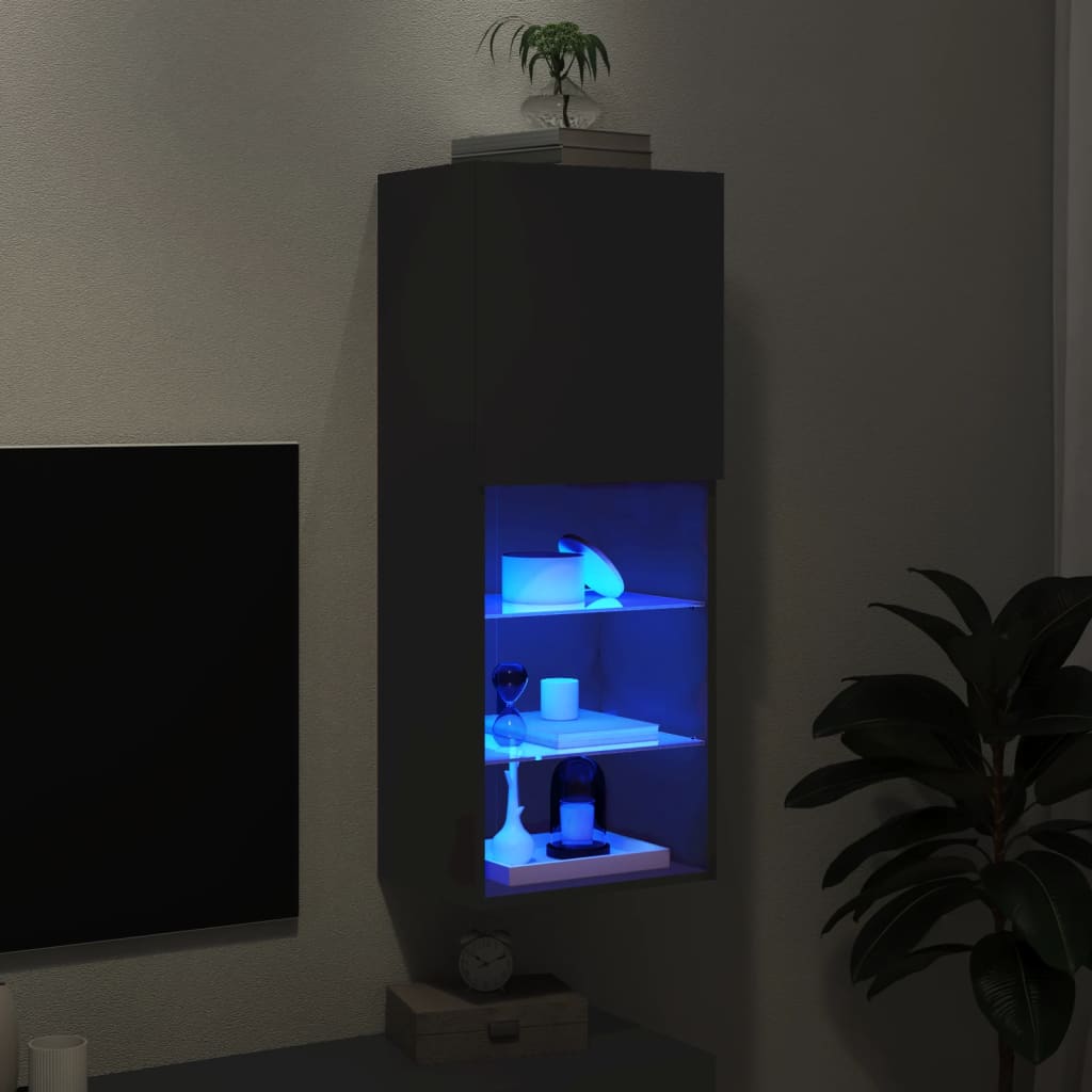 vidaXL TV Cabinet | Black | Engineered wood, glass | Medium | Wall mounting
