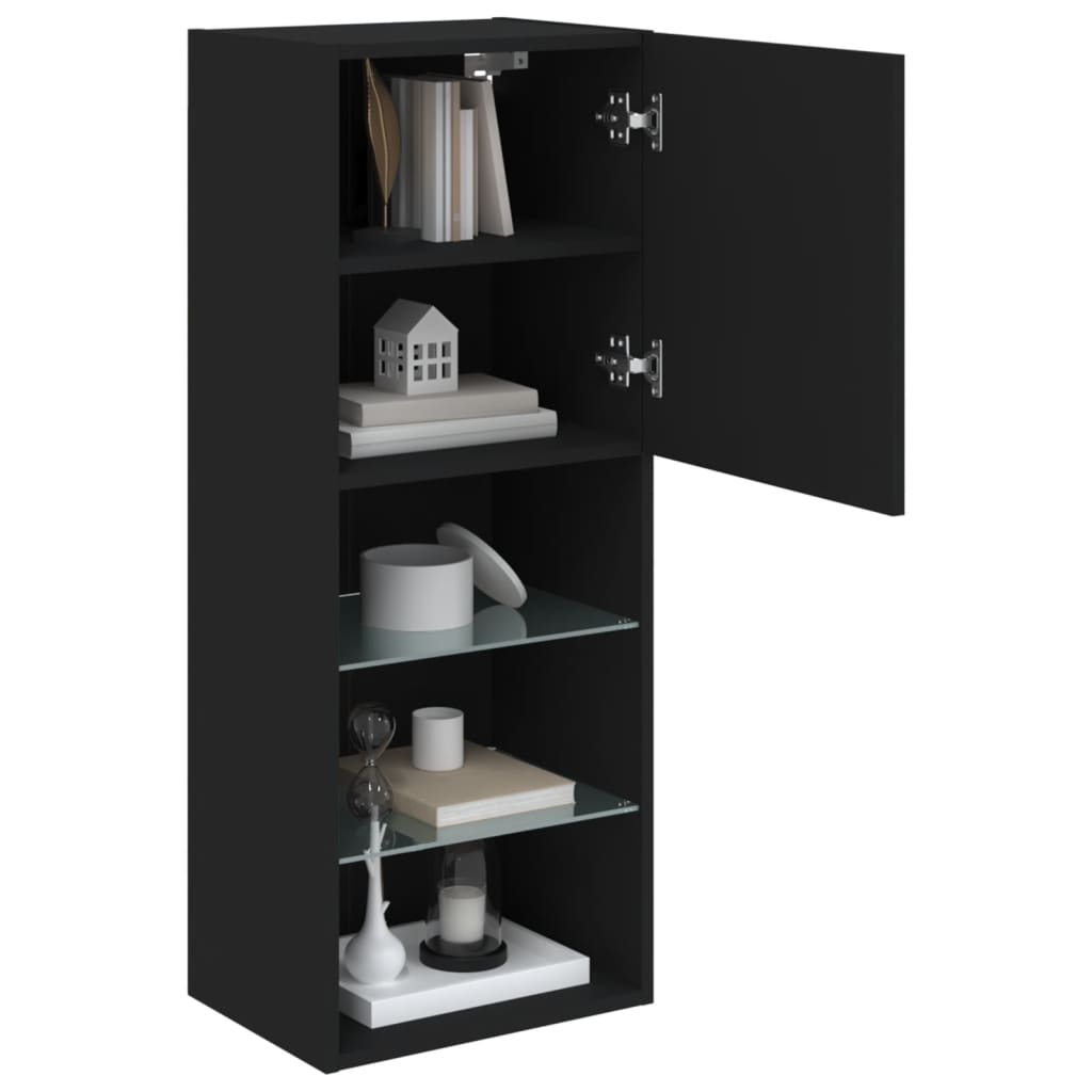 vidaXL TV Cabinet | Black | Engineered wood, glass | Medium | Wall mounting