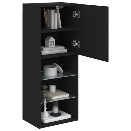 vidaXL TV Cabinet | Black | Engineered wood, glass | Medium | Wall mounting