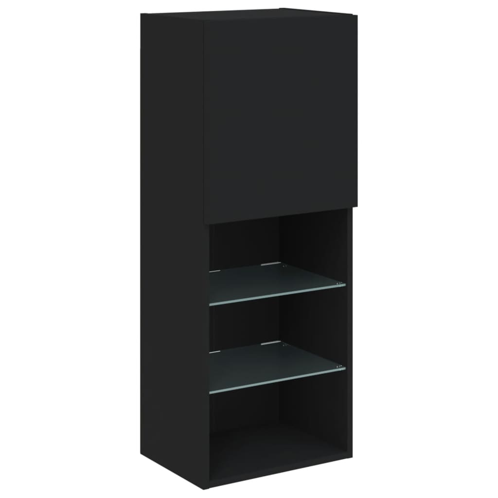 vidaXL TV Cabinet | Black | Engineered wood, glass | Medium | Wall mounting