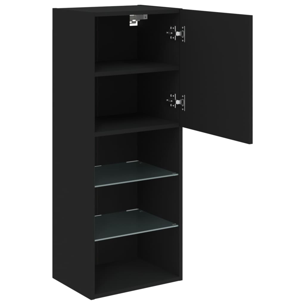 vidaXL TV Cabinet | Black | Engineered wood, glass | Medium | Wall mounting