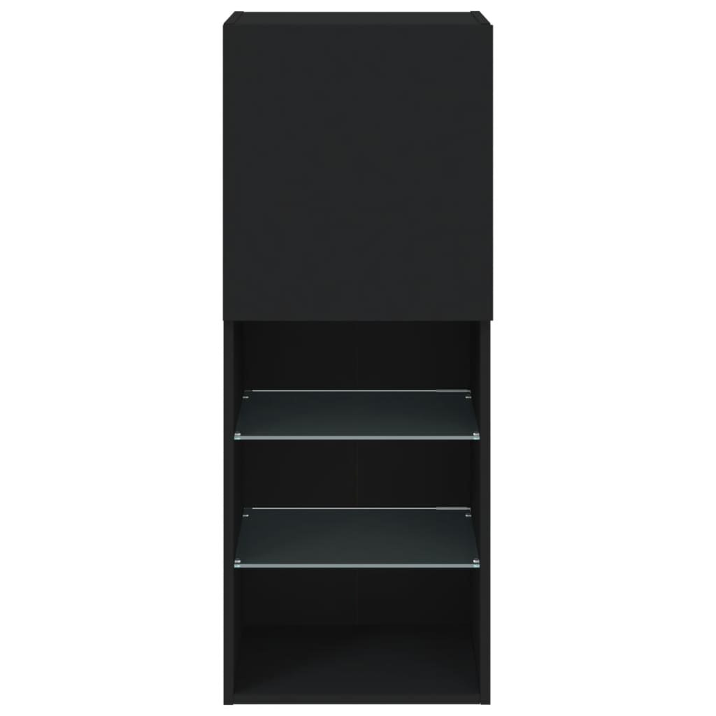 vidaXL TV Cabinet | Black | Engineered wood, glass | Medium | Wall mounting