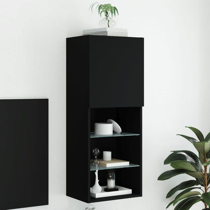 vidaXL TV Cabinet | Black | Engineered wood, glass | Medium | Wall mounting