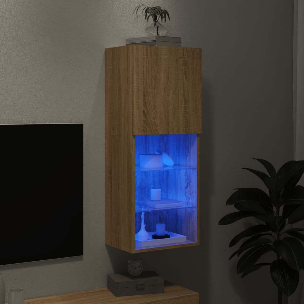 vidaXL TV Cabinet with LED Lights Sonoma Oak 40.5x30x102 cm