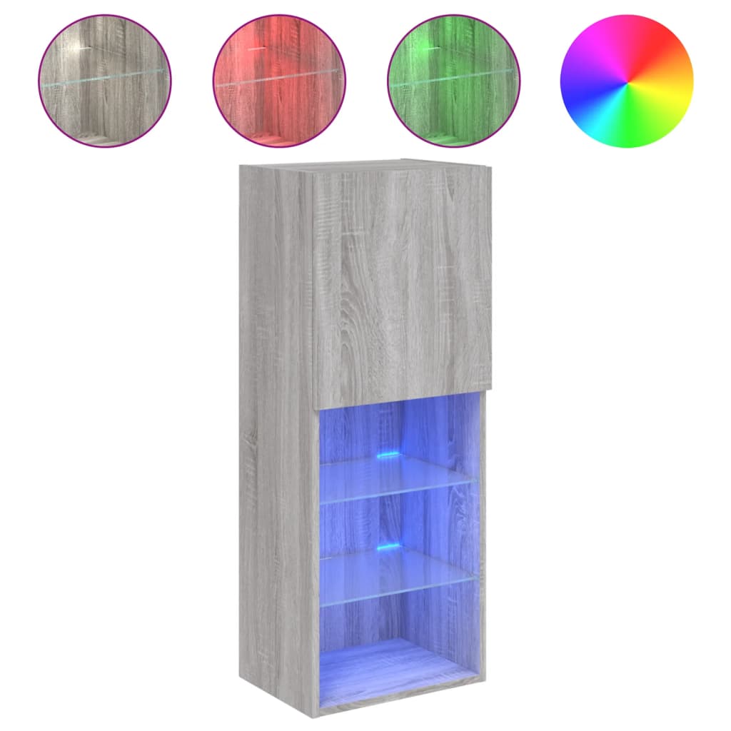 vidaXL TV Cabinet with LED Lights Grey Sonoma 40.5x30x102 cm