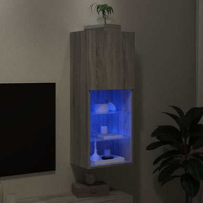vidaXL TV Cabinet with LED Lights Grey Sonoma 40.5x30x102 cm