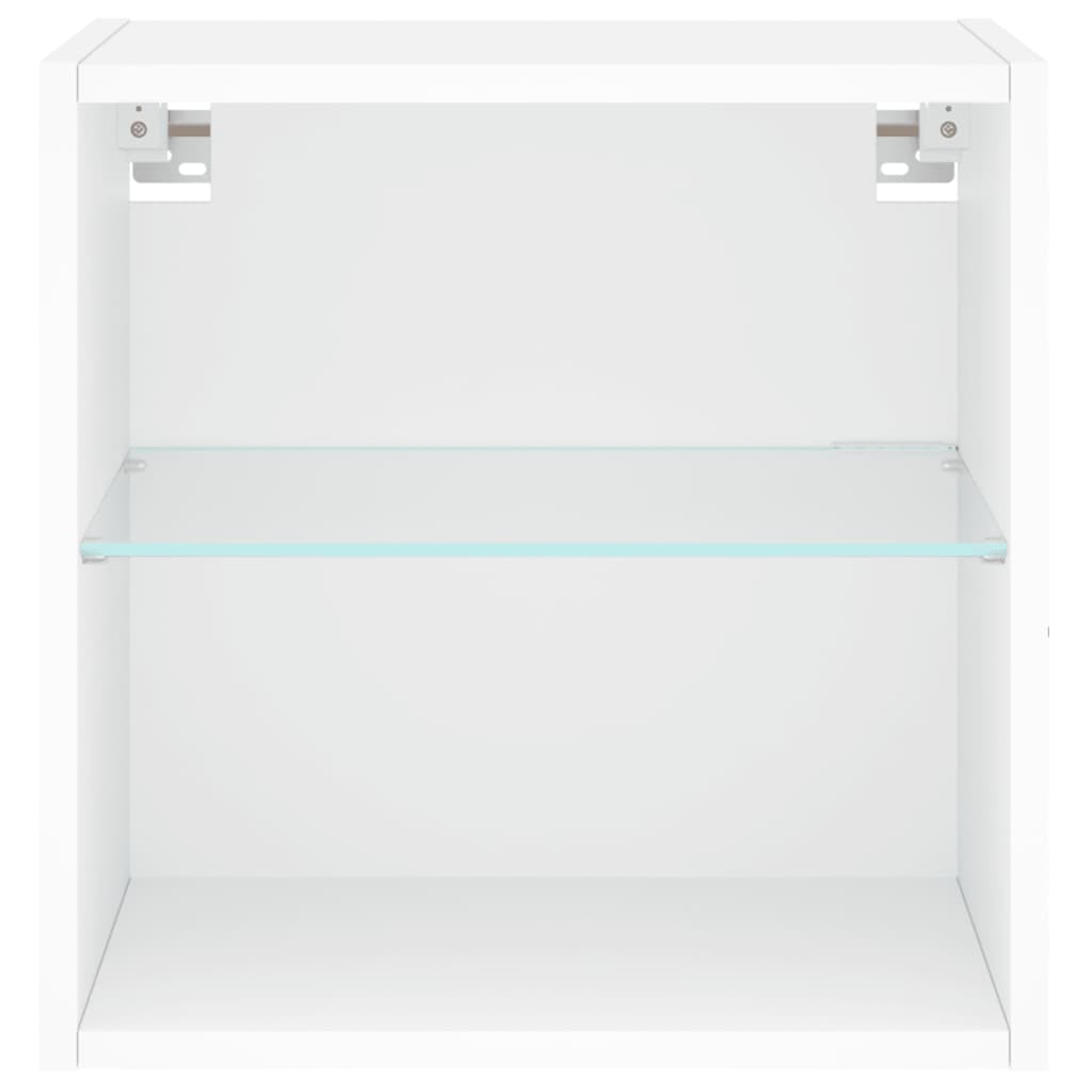 vidaXL Bedside Cabinet with LED Lights Wall-mounted White