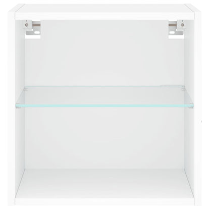 vidaXL Bedside Cabinet with LED Lights Wall-mounted White