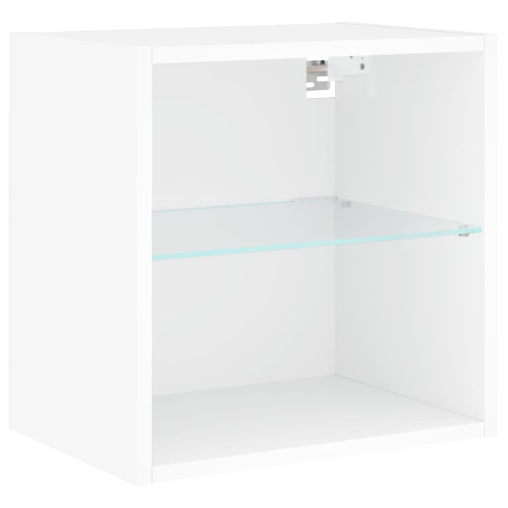 vidaXL Bedside Cabinets with LED Lights Wall-mounted 2 pcs White