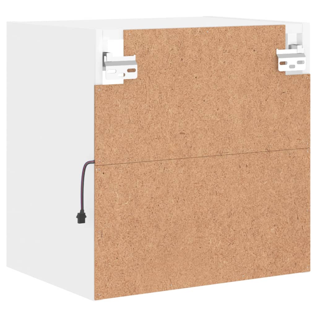 vidaXL Bedside Cabinets with LED Lights Wall-mounted 2 pcs White