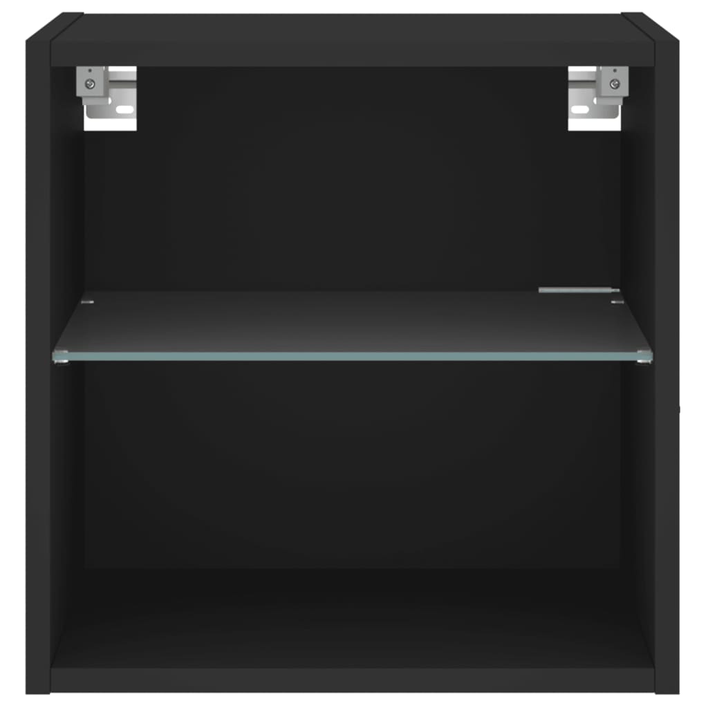 vidaXL Bedside Cabinet with LED Lights Wall-mounted Black