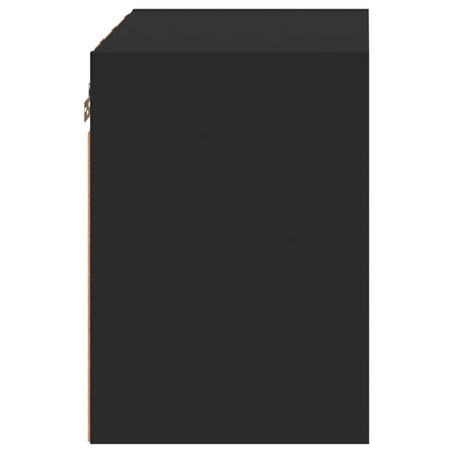 vidaXL Bedside Cabinet with LED Lights Wall-mounted Black