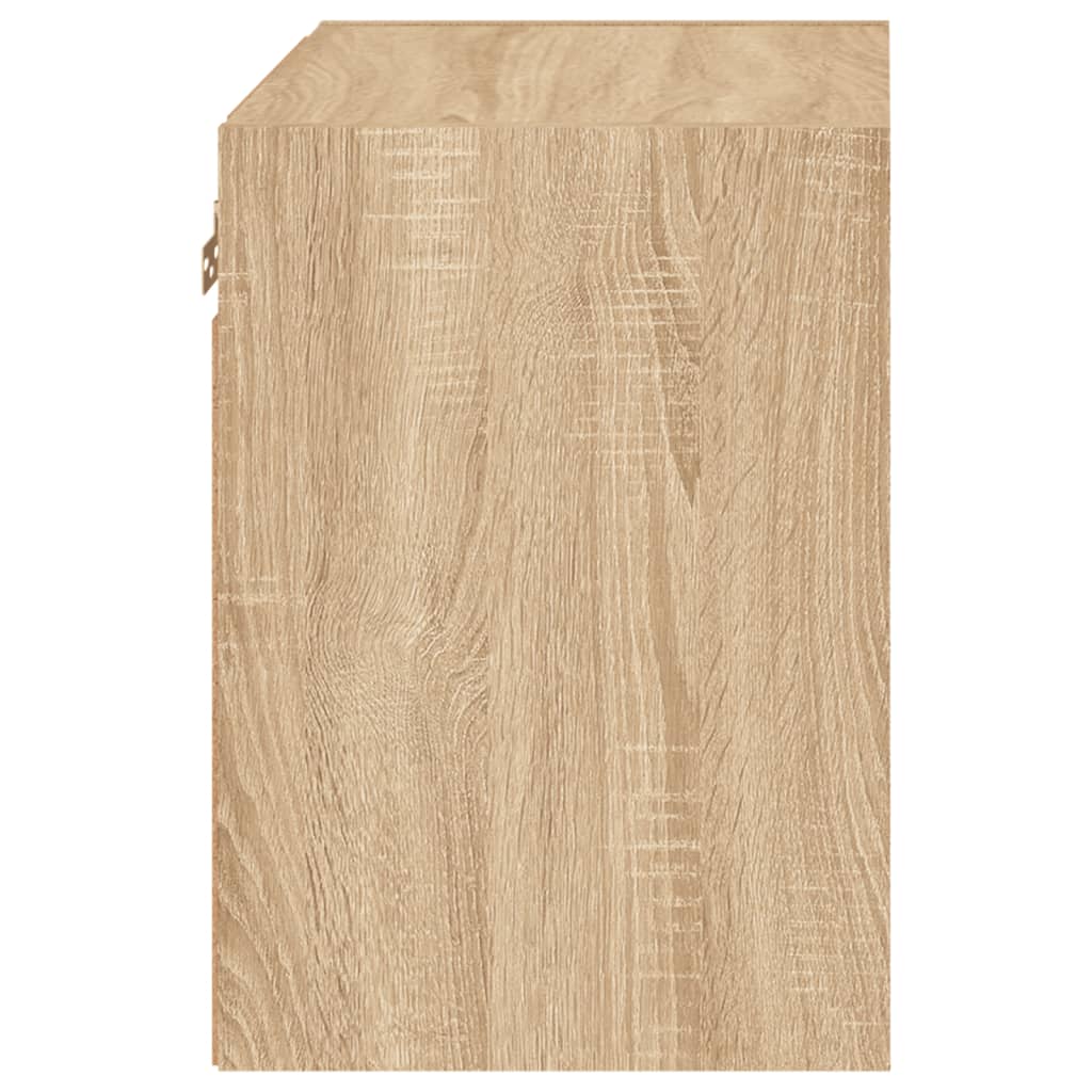 vidaXL Bedside Cabinet with LED Lights Wall-mounted Sonoma Oak