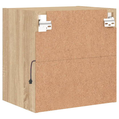 vidaXL Bedside Cabinet with LED Lights Wall-mounted Sonoma Oak