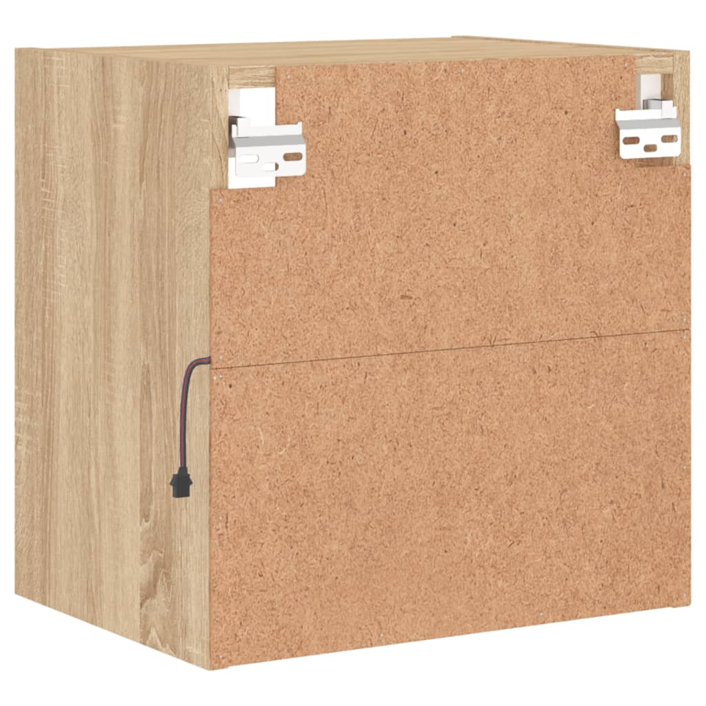 vidaXL Bedside Cabinet with LED Lights Wall-mounted Sonoma Oak