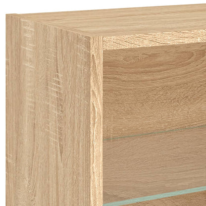 vidaXL Bedside Cabinet with LED Lights Wall-mounted Sonoma Oak