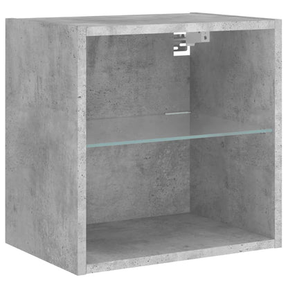 vidaXL Bedside Cabinet with LED Lights Wall-mounted Concrete Grey