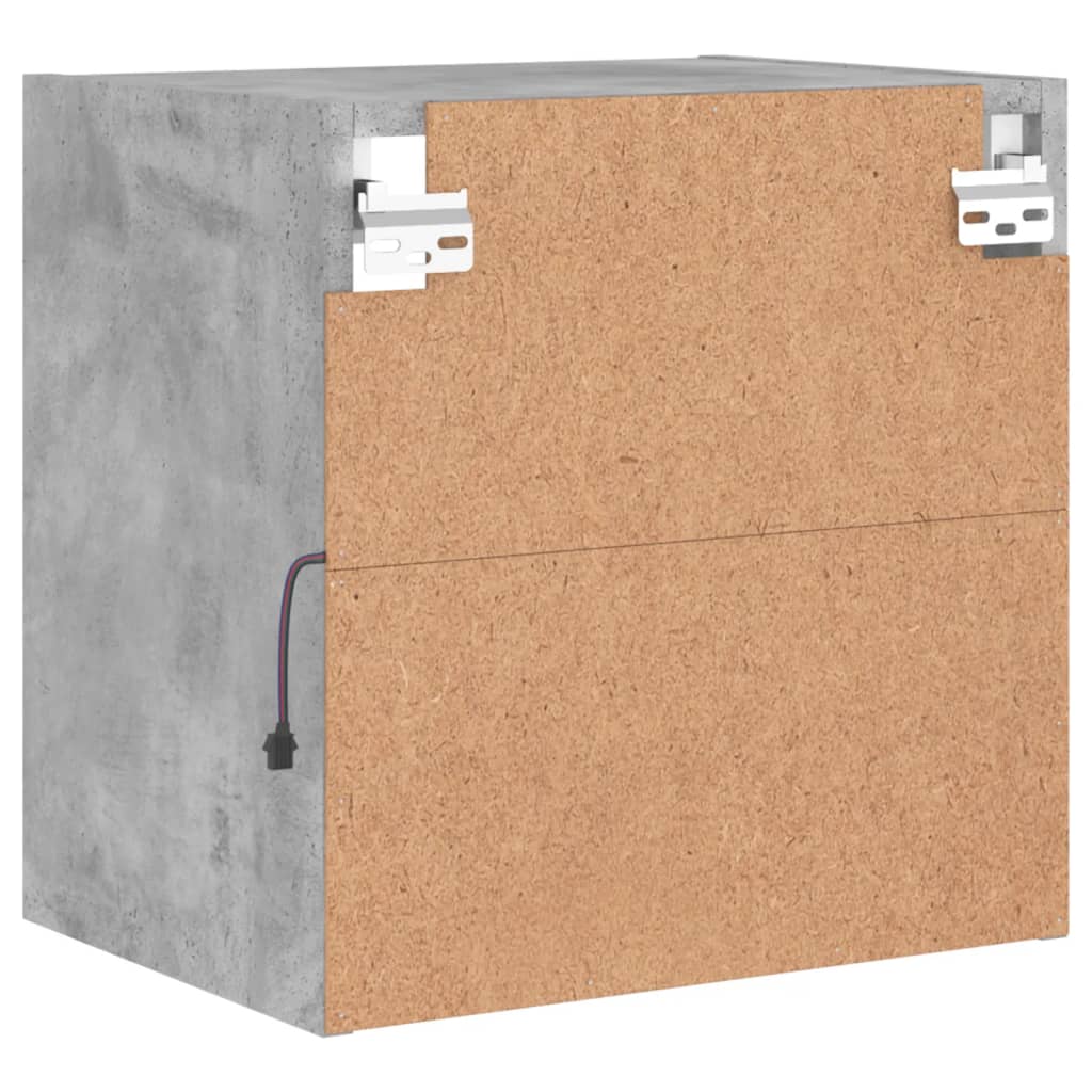 vidaXL Bedside Cabinet with LED Lights Wall-mounted Concrete Grey