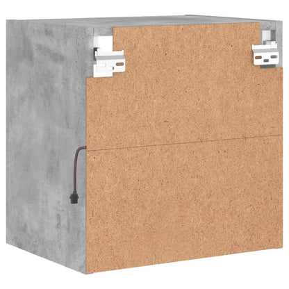 vidaXL Bedside Cabinet with LED Lights Wall-mounted Concrete Grey