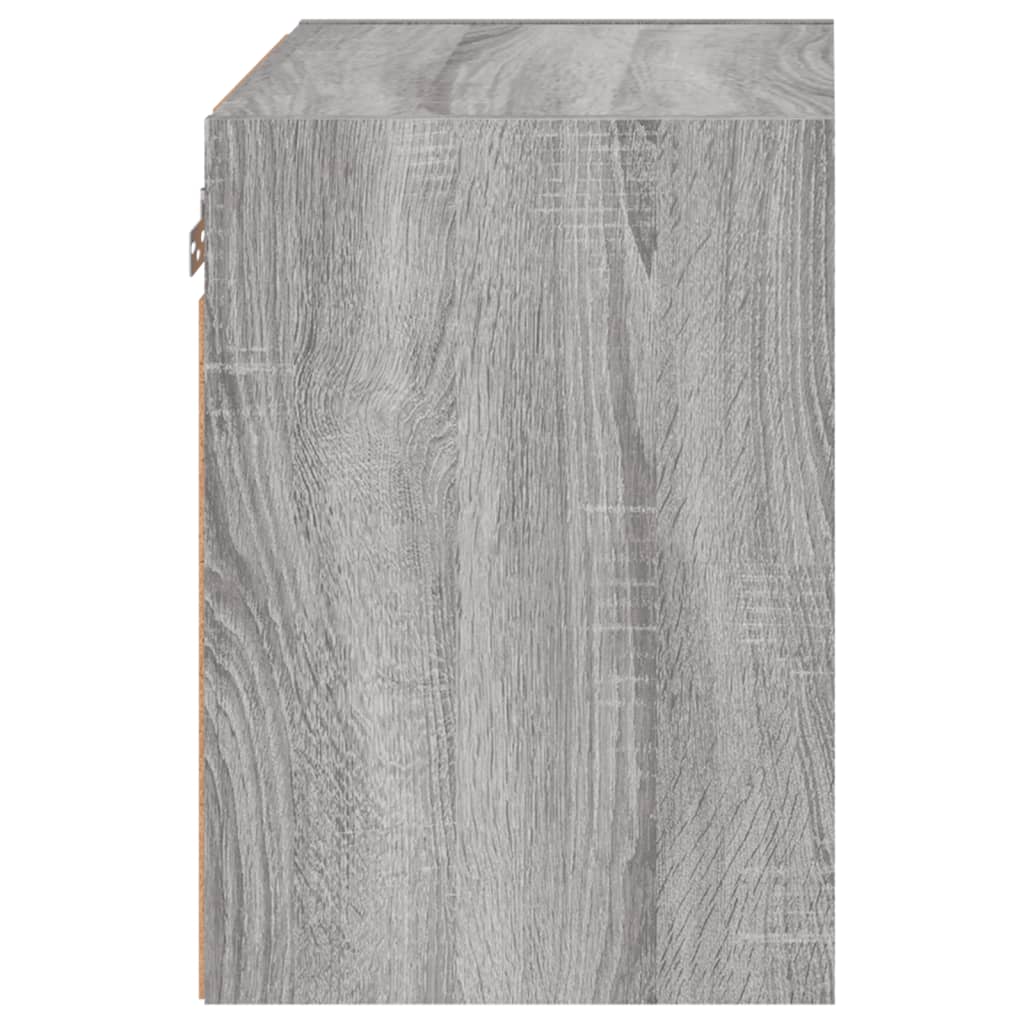 vidaXL Bedside Cabinet with LED Lights Wall-mounted Grey Sonoma