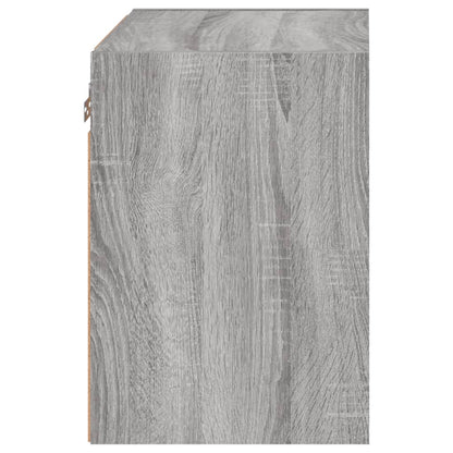 vidaXL Bedside Cabinet with LED Lights Wall-mounted Grey Sonoma