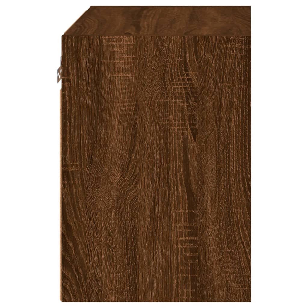 vidaXL Bedside Cabinet with LED Lights Wall-mounted Brown Oak