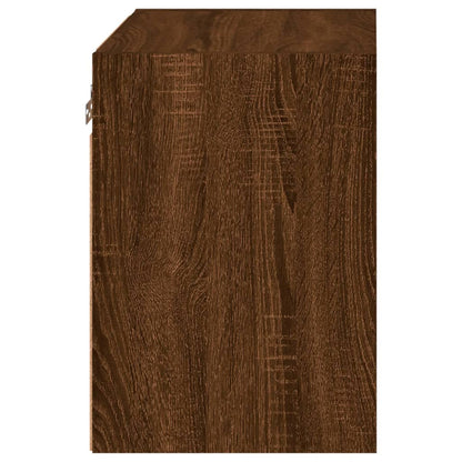 vidaXL Bedside Cabinet with LED Lights Wall-mounted Brown Oak