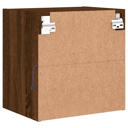 vidaXL Bedside Cabinet with LED Lights Wall-mounted Brown Oak