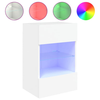 vidaXL TV Wall Cabinet with LED Lights White 40x30x60,5 cm