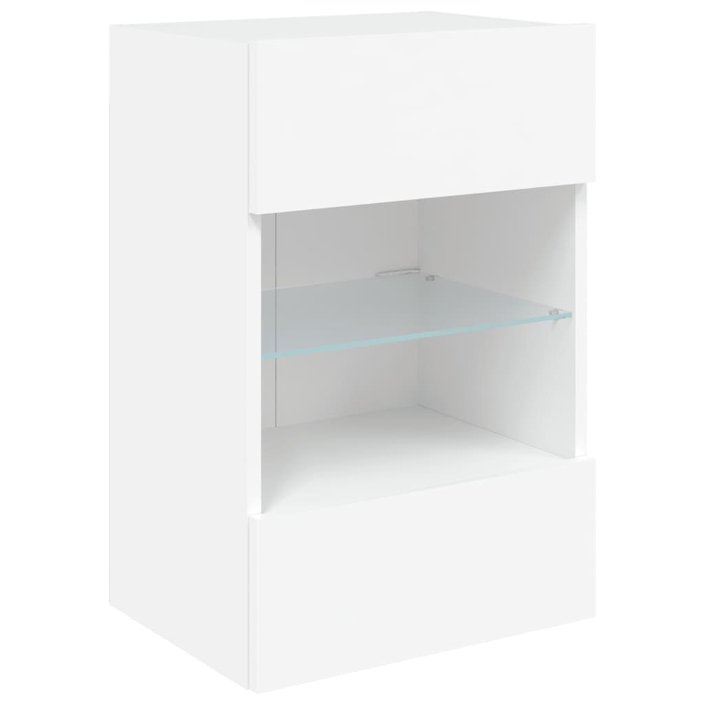 vidaXL TV Wall Cabinet with LED Lights White 40x30x60,5 cm