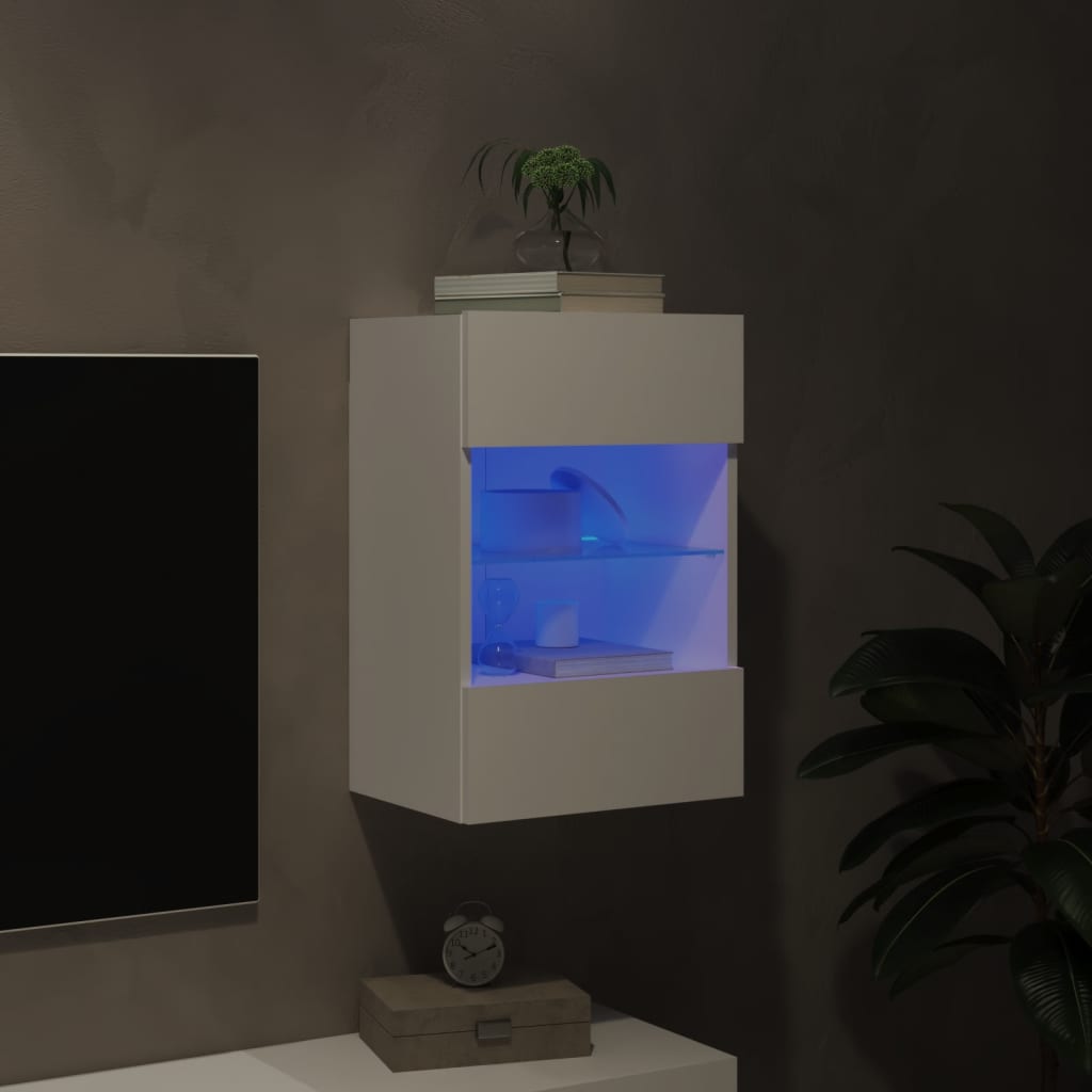 vidaXL TV Wall Cabinet with LED Lights White 40x30x60,5 cm