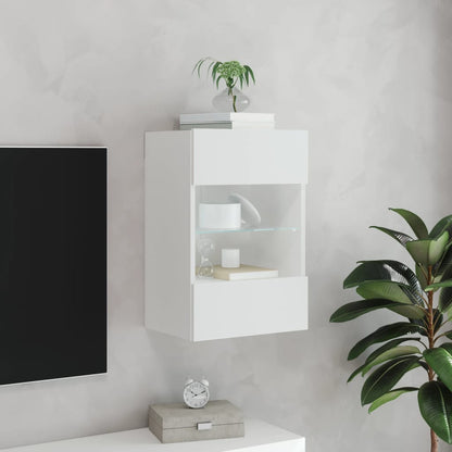 vidaXL TV Wall Cabinet with LED Lights White 40x30x60,5 cm