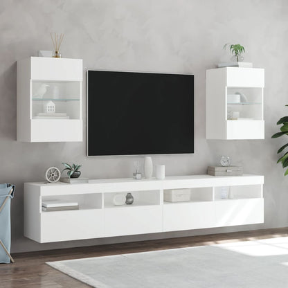 vidaXL TV Wall Cabinet with LED Lights White 40x30x60,5 cm