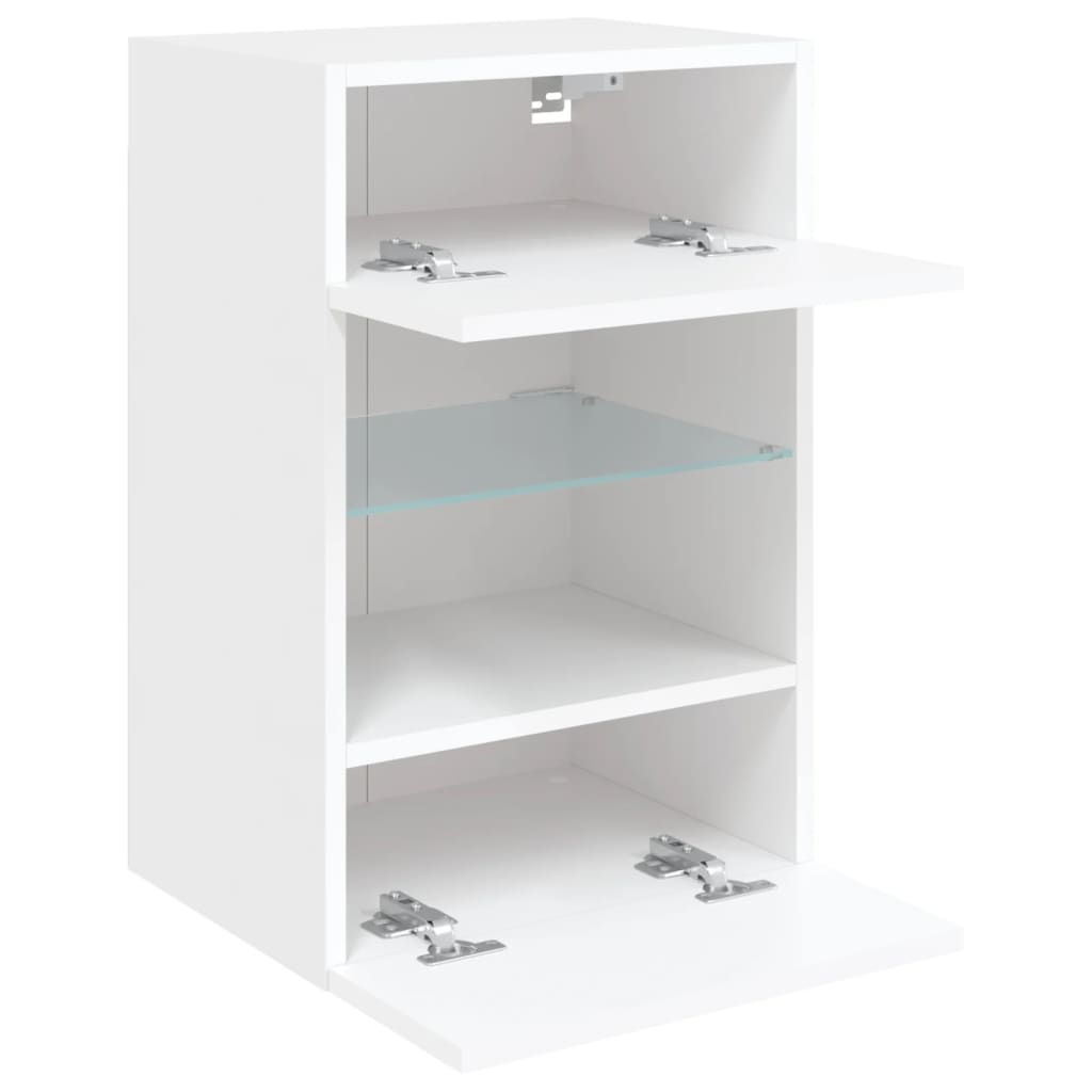 vidaXL TV Wall Cabinet with LED Lights White 40x30x60,5 cm