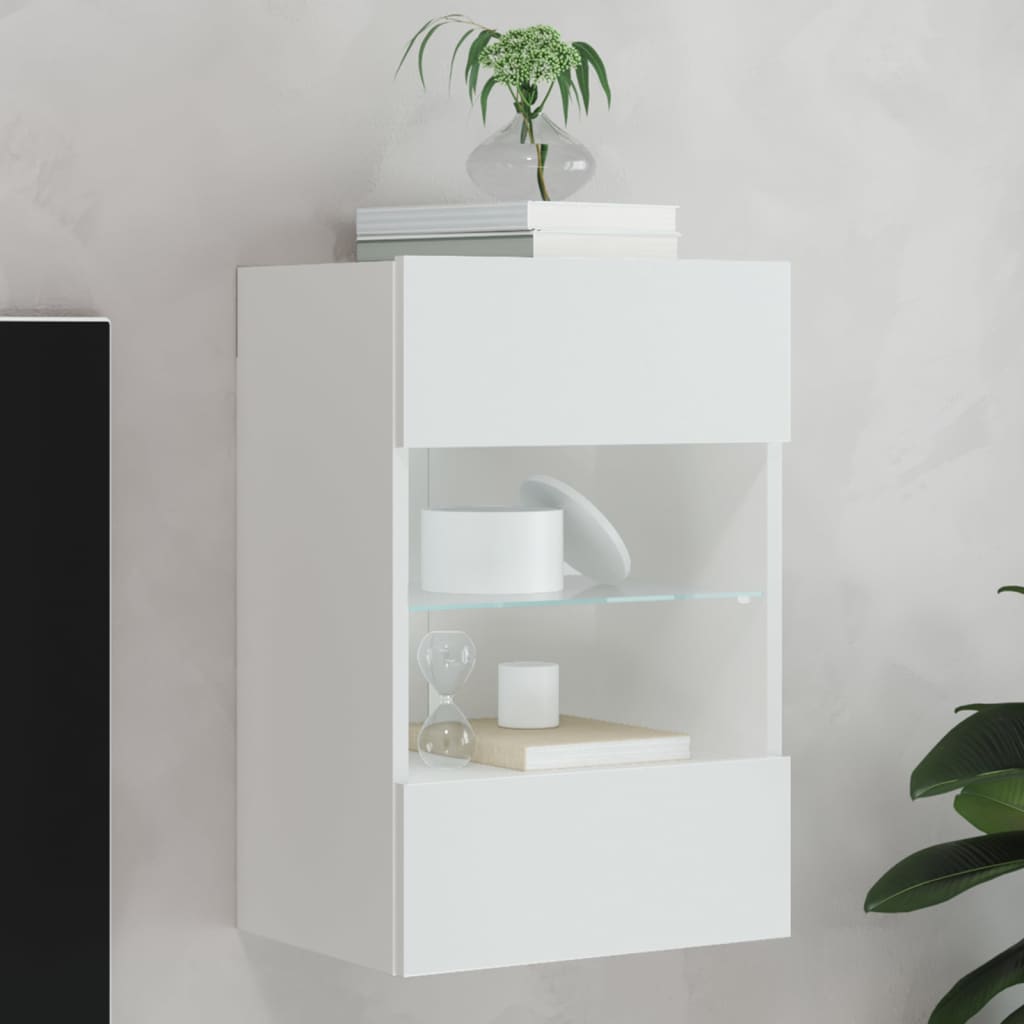 vidaXL TV Wall Cabinet with LED Lights White 40x30x60,5 cm