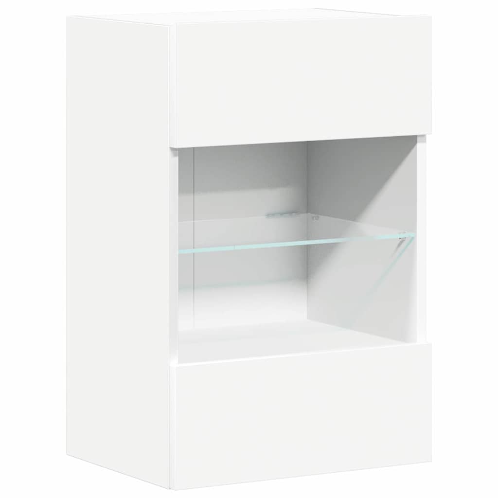 vidaXL Wall Cabinets with LED Lights for TV 2 pcs White 40x30x60,5 cm