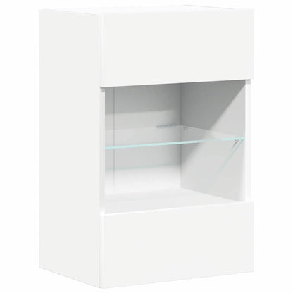 vidaXL Wall Cabinets with LED Lights for TV 2 pcs White 40x30x60,5 cm